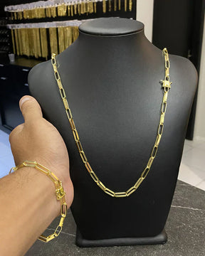 Kit Cordão e pulseira tijolinho 5mm