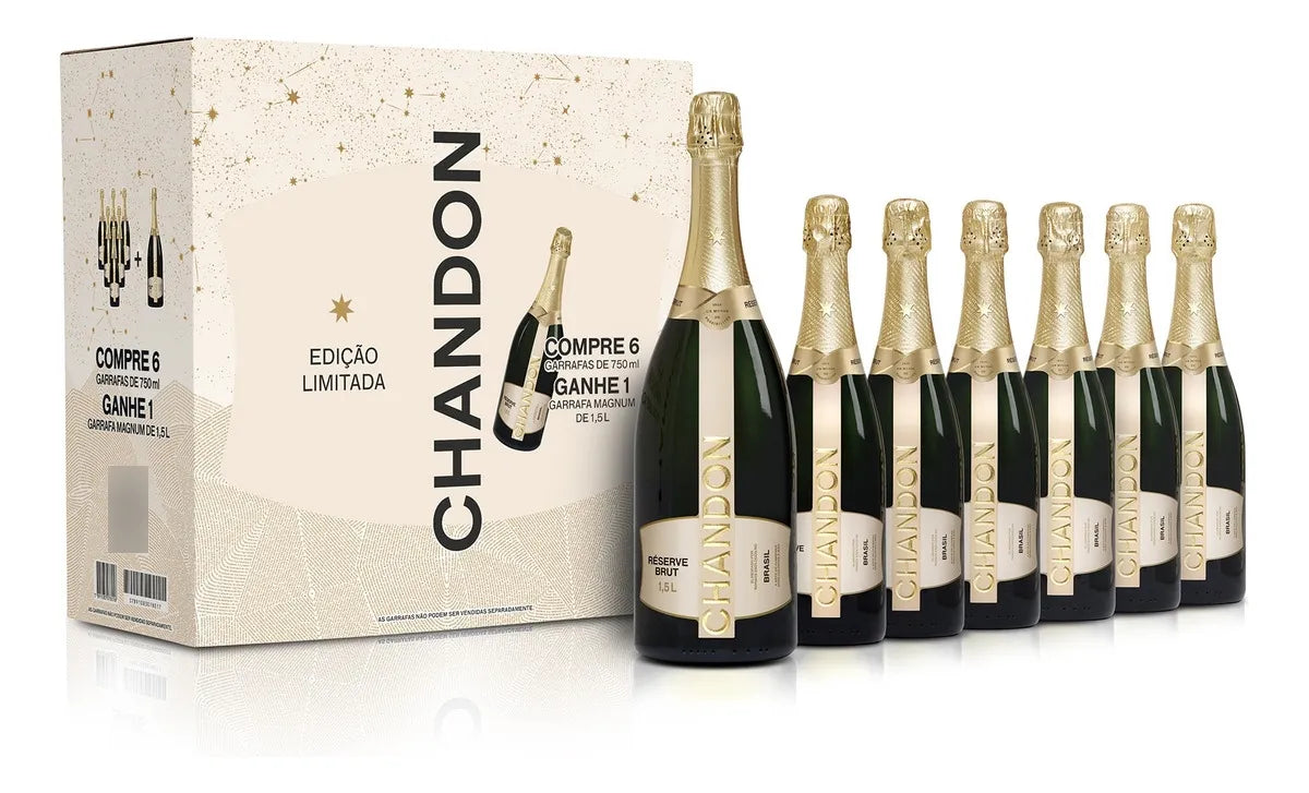 Kit 6 espumantes Chandon Brut 750ml com 1 Magnum Chandon 1,5L